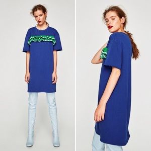 NWT ZARA SWEATSHIRT DRESS WITH RUFFLED FRONT DRESS